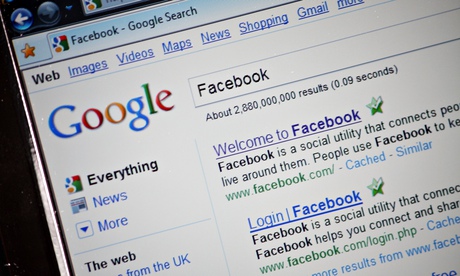 Searching on Google for Facebook.