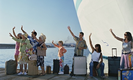 People waving goodbye