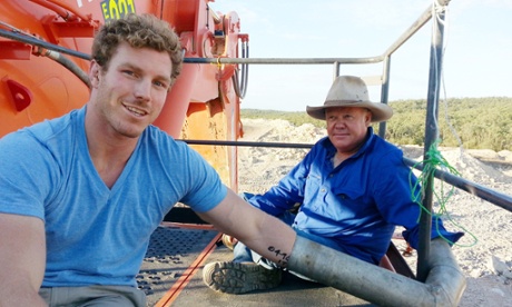 David Pocock and farmer Rick Laird.
