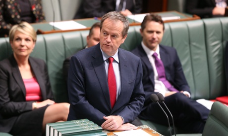 Opposition leader Bill Shorten makes a statement in the house of Reps chamber of Parliament House Canberra this morning, Thursday 4th December 2014.