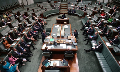 Opposition leader Bill Shorten makes a statement in the house of Reps chamber of Parliament House Canberra this morning, Thursday 4th December 2014.
