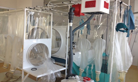 Patient isolator unit at the Royal Free hospital in north London. 