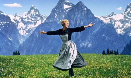 The hills are alive! … and well and about to celebrate a 50th birthday. Julie Andrews in a scene from The Sound of Music.