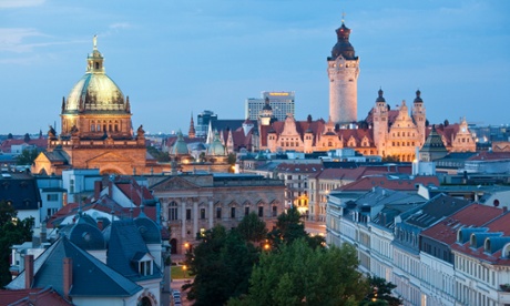 View to Federal Administrative Court and New City Hall, Leipzig.