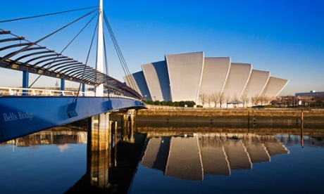 The Clyde Auditorium and Bells bridge, Glasgow.
