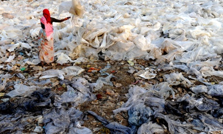 Plastic waste at dump on the outskirts of Mumbai. India is pioneering technology to convert such rubbish into fuel.