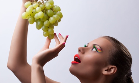 woman with grapes