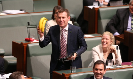 The member for Wakefield Nick Champion holds up bananas (and is evicted under 94A for his actions).