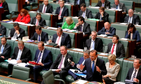 The prime minister Tony Abbott during question time.