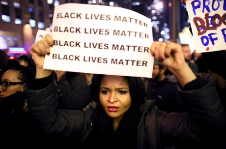 Demonstrators walk together in New York