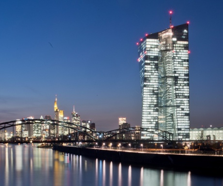 The new headquarters of the European Central Bank (ECB) in Frankfurt am Main, Germany.