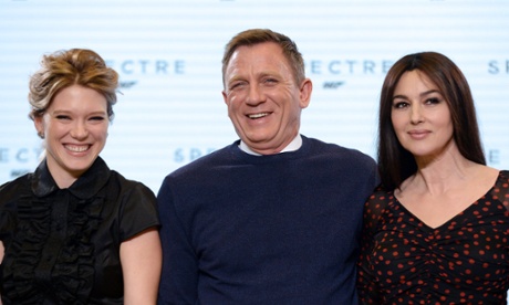 Lea Seydoux, Monica Bellucci and Daniel Craig at the Spectre press conference.