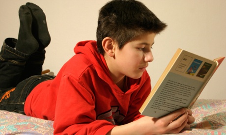 Young boy reading