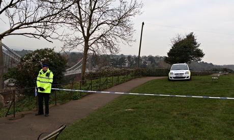 Police close off an area near the Clifton suspension bridge in Bristol