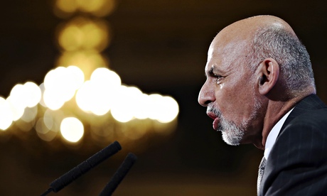 President Ashraf Ghani speaking during the Conference on Afghanistan in London on 4 December.
