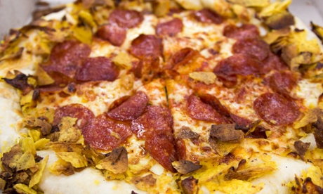 Fresh out of the oven - Dorito pizza.