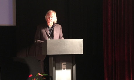 John Pilger at The Logan Symposium in London.