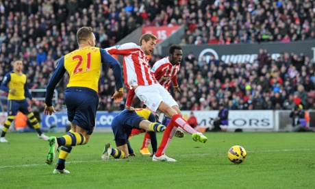 Peter Crouch scores to put Stoke one up.
