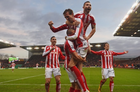 Jon Walters  mobed after scoring to make it 3-0.