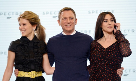 Léa Seydoux , Daniel Craig and Monica Bellucci  during a photocall to unveil the next James Bond Film, Spectre.
