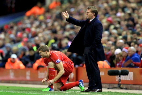 Brendan Rodgers sends on Steven Gerrard.