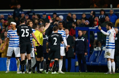 Charlie Austin is sent off.