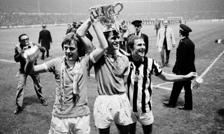 Peter Barnes, Dave Watson and Dennis Tueart celebrate City's 1976 League Cup win