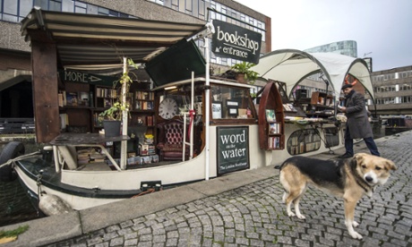 Jonathan Privett, co-owner of Word on the Water  with his floating bookshop on the Regent's Canal, London