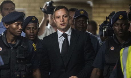 Oscar Pistorius arriving at the high court in Pretoria during his murder trial.