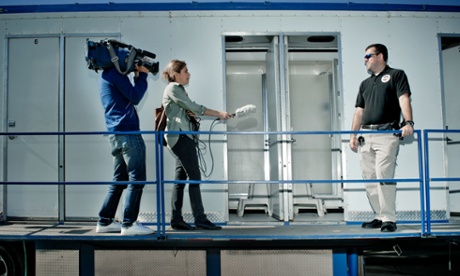 Andrew Lockman, manager of the Office of Emergency Services for Tulare County, being interviewed.