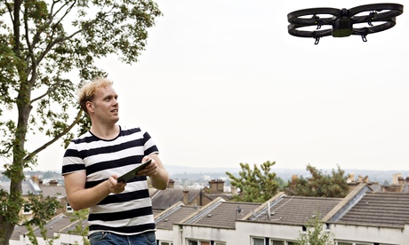 The horrible truth is, I’m useless with them … Heritage attempts a drone manoeuvre.Photograph: Lind