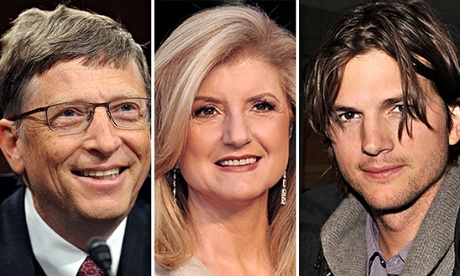 Bill Gates, Arianna Huffington and Ashton Kutcher 