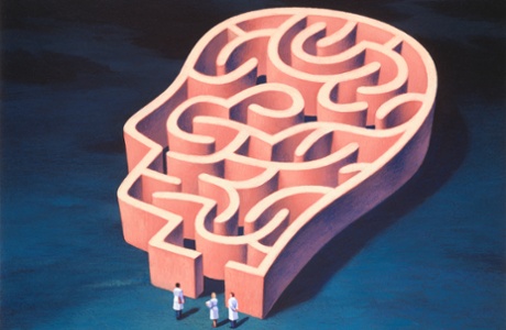 Scientists at a maze