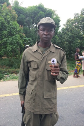 Soldier at checkpoint