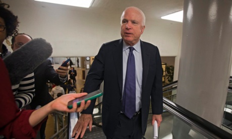 Republican senator from Arizona John McCain walks to the Senate floor to hear Democratic Senator from California Dianne Feinstein talk about the Senate's release of a report on Bush-era CIA torture policies in the Hart Senate Office Building in Washington, DC USA, 09 December 2014.