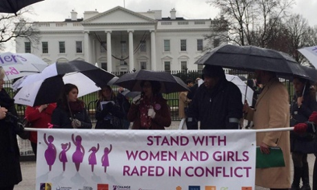 Reproductive rights activists rally outside the White House on 9 December 2014.