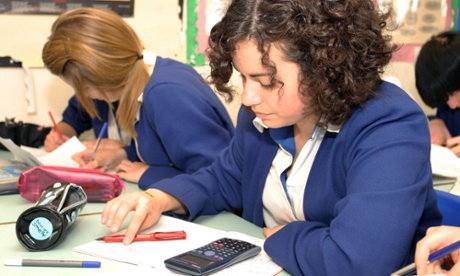 Maths class in secondary co-education  school.