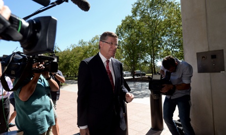 Earlier today, Victorian Premier Denis Napthine arrives for a meeting with Prime Minister Tony Abbott.