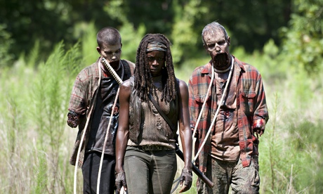 Michonne (Danai Gurira) with walkers