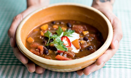 Mexican chocolate, chilli and black bean soup