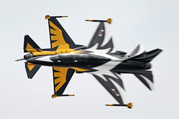 The T-50 jets of South Korea's Air Force aerobatics team, the Black Eagles.