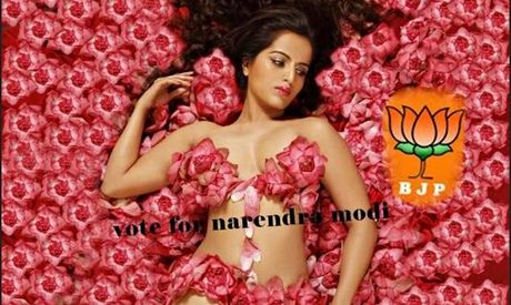 Meghna Patel poses American Beauty-style in support of Narendra Modi's election hopes.