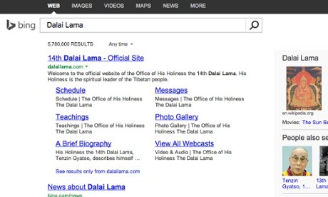 Dalai Lama search Bing English