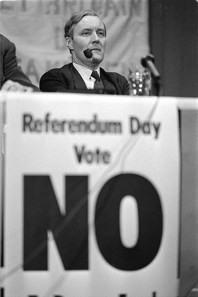 Tony Benn in pictures: Industry Secretary Anthony Wedgwood Benn leaves no question to his views on