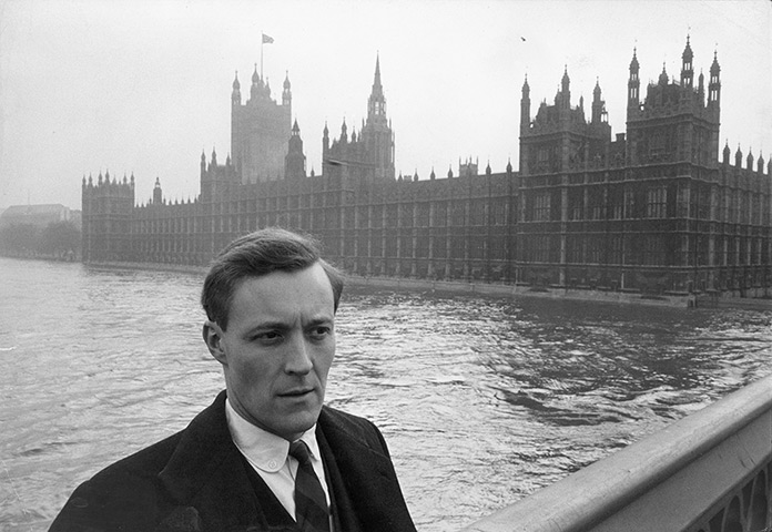 Tony Benn in pictures: Tony Benn, outside the Houses of Parliament in March 1961