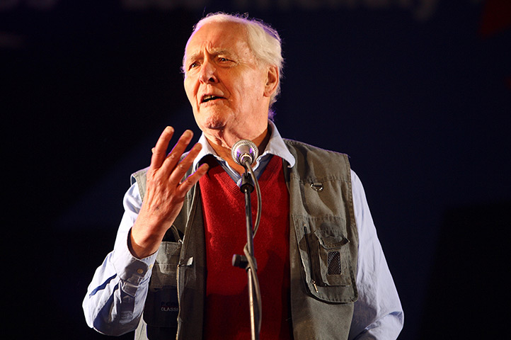 Tony Benn in pictures: Giving a speech in the Leftfield tent atGlastonbury Festival in 2008