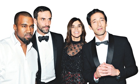 Kanye West, Riccardo Tisci, Carine Restoin-Roitfeld and Adrien Brody