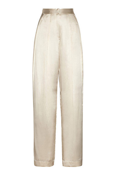 Silhouettes: cream silk trousers