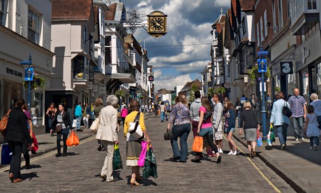 Shoppers in a high street