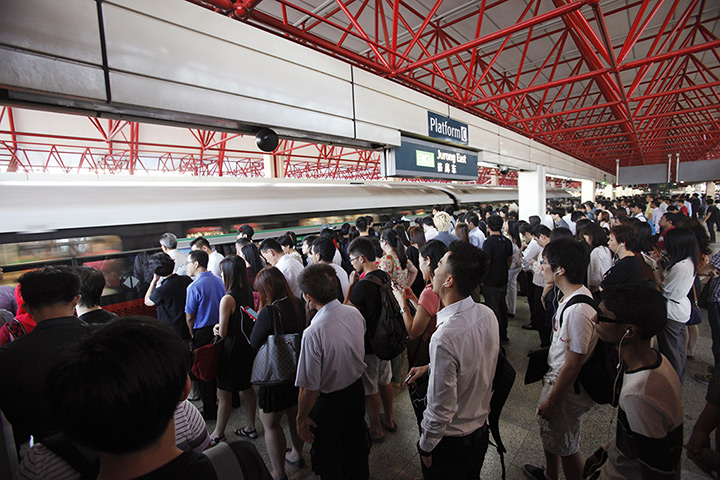 Top 10 trains: Commuters take the train during morning peak hour in Singapore